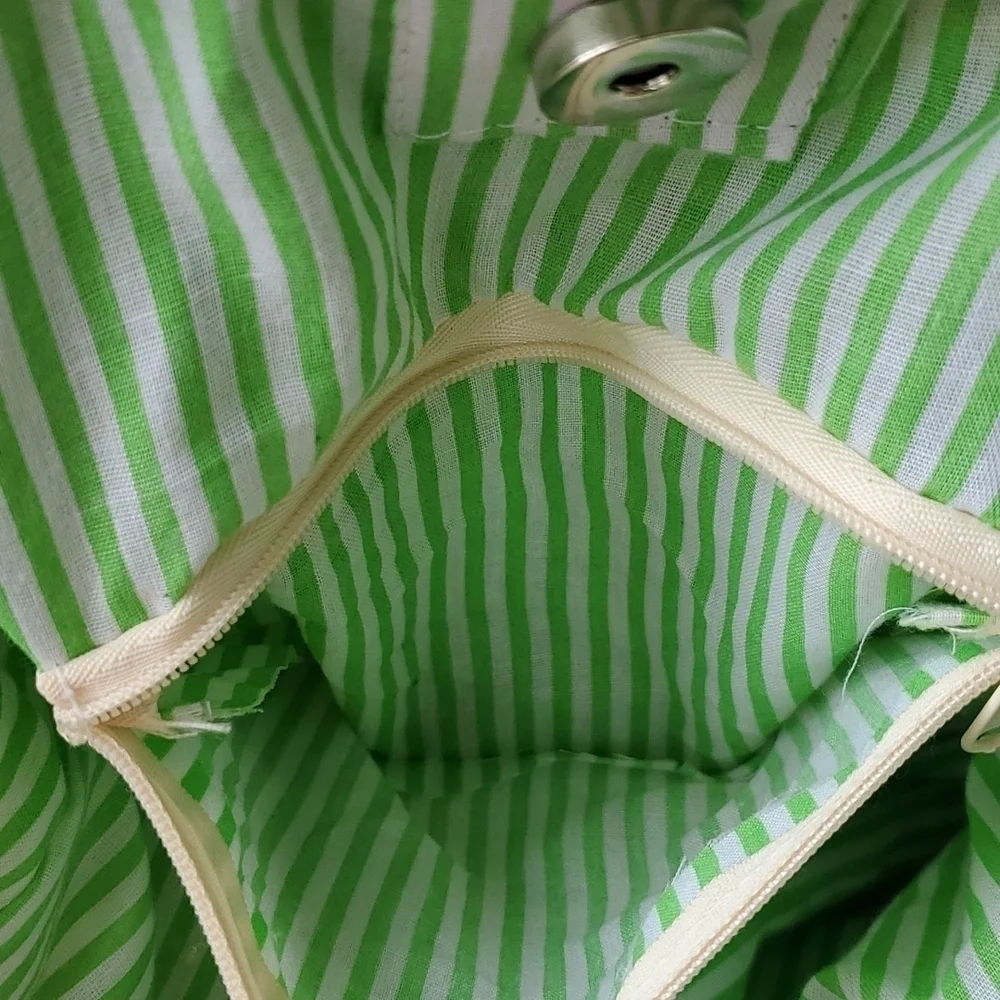 Retro 70s bag boho crepe paper green wood purse stripped bohemian purse …